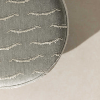 Velvet Pouffe with Walnut Plinth - Nouvelles
