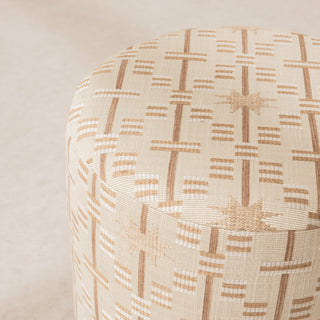 Linen Pouffe with Walnut Plinth - Afua
