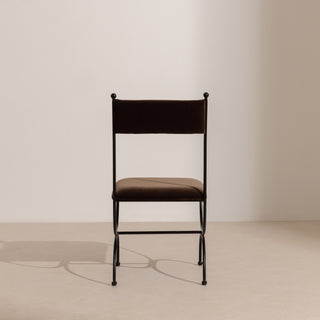 Metal & Velvet Dining Chair - Chocolate