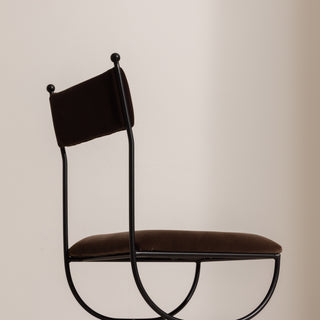 Metal & Velvet Dining Chair - Chocolate