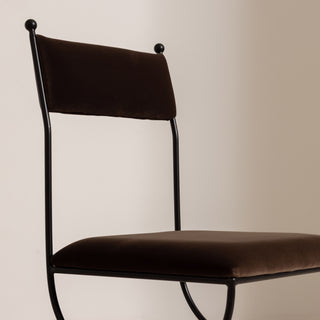 Metal & Velvet Dining Chair - Chocolate
