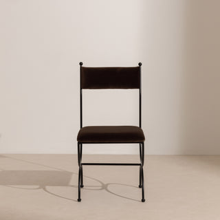 Metal & Velvet Dining Chair - Chocolate