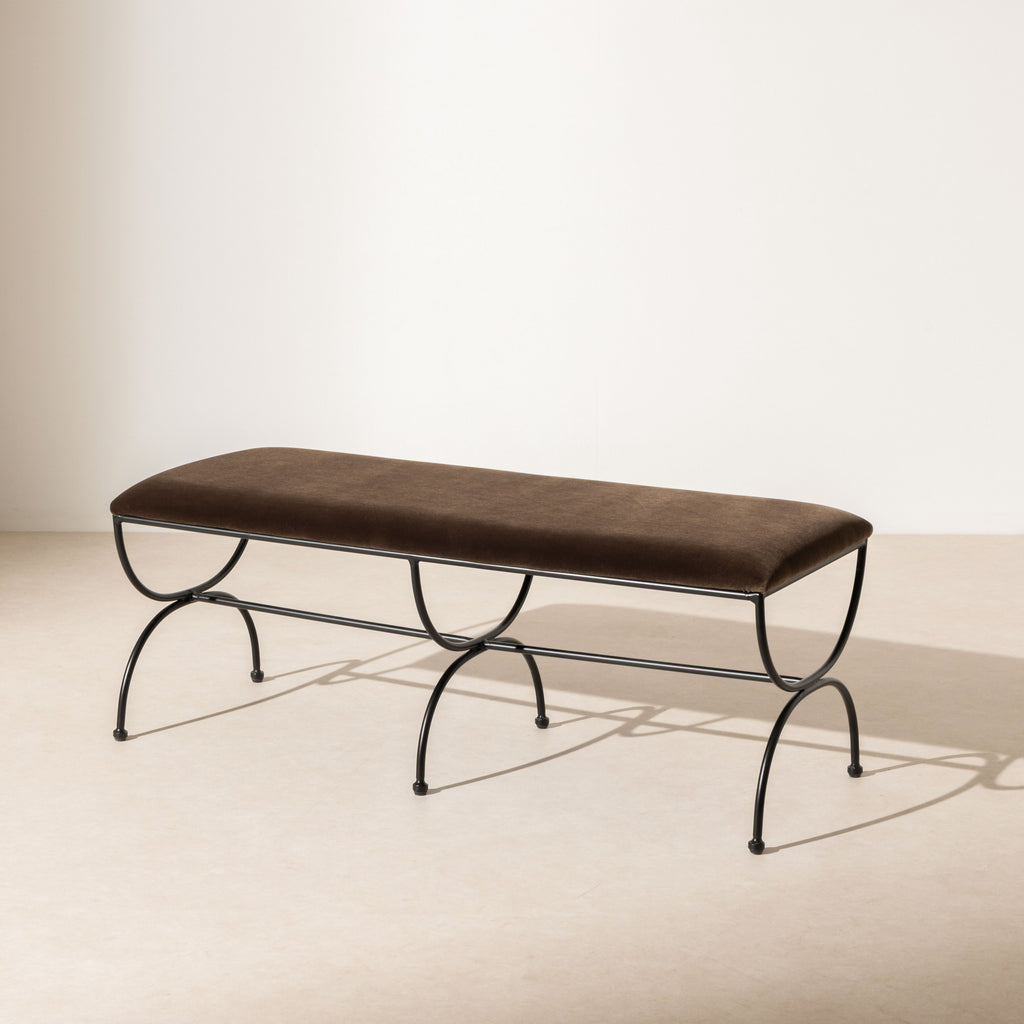 Metal & Velvet Bench - Chocolate – Six The Residence.