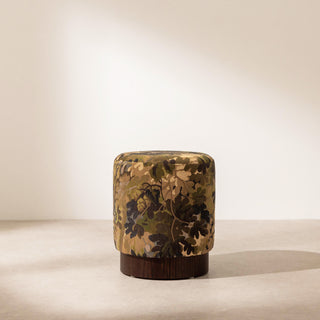 Tapestry Pouffe with Walnut Plinth