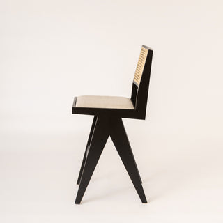 Cane & Upholstered Bar Stool - Black